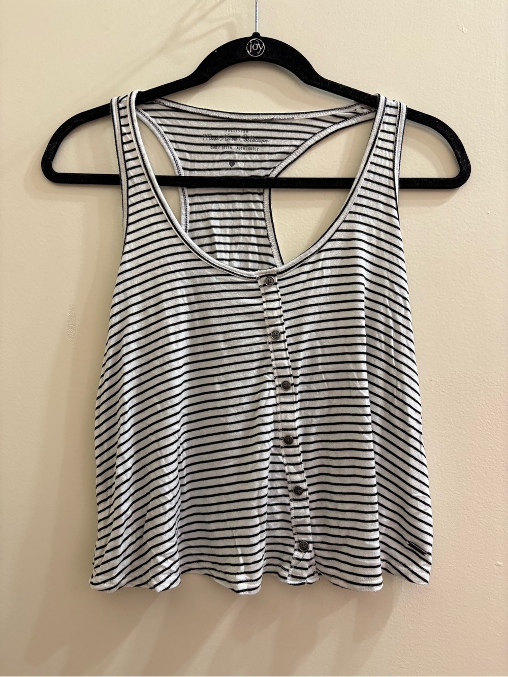 Hollister Striped Racerback Tank Top - White & Black